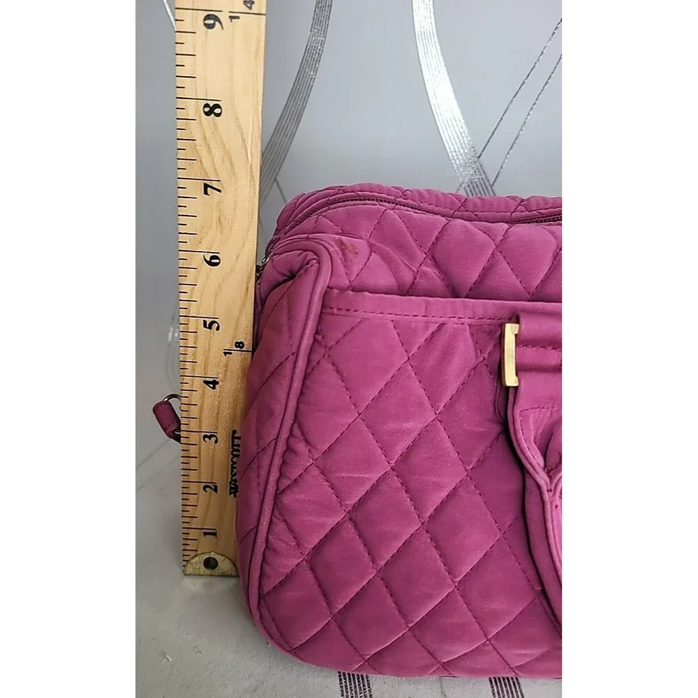 Vera Bradley Pink Quilted Duffel Shoulder Bag Purse Travel Tote Hawthorn Handbag - Picture 9 of 15